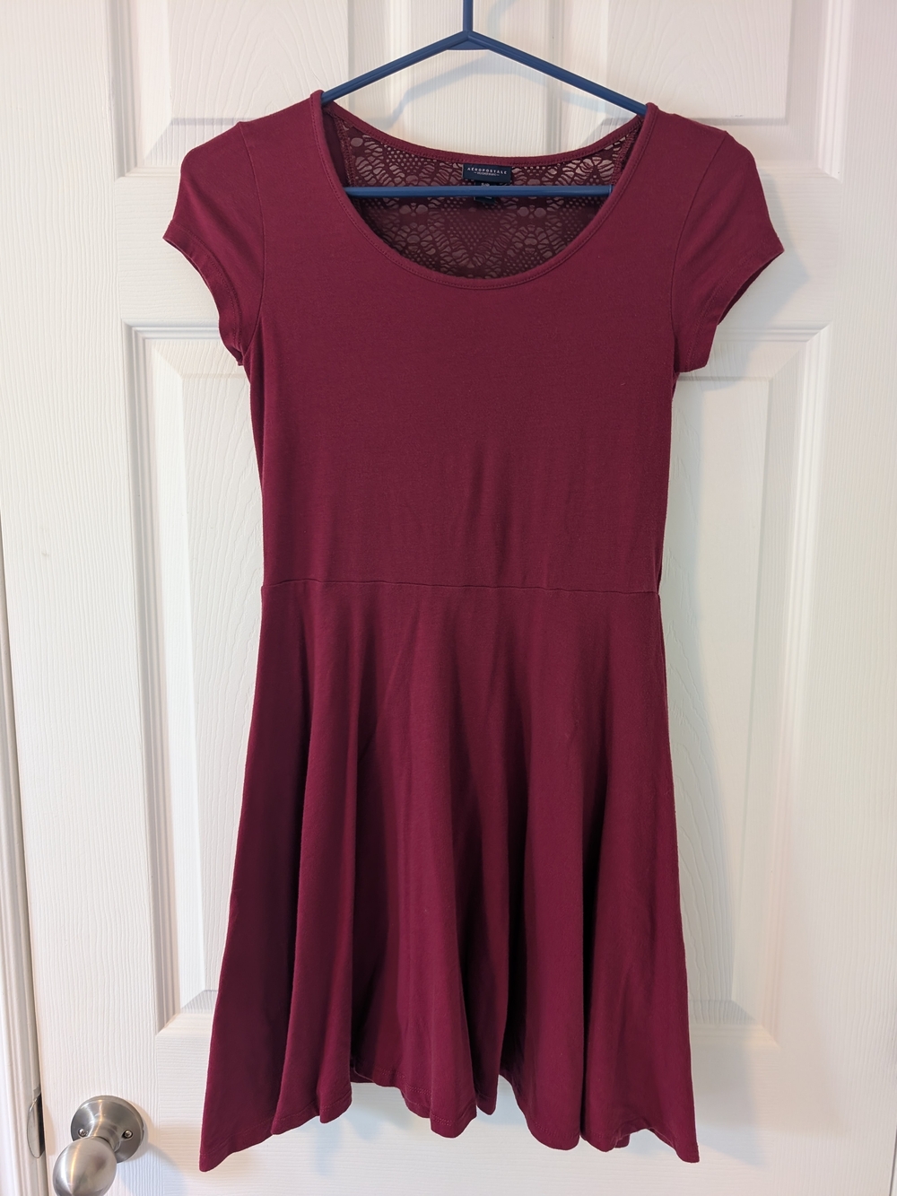 Aeropostale Burgundy Scoop Neck Dress With Lace Back